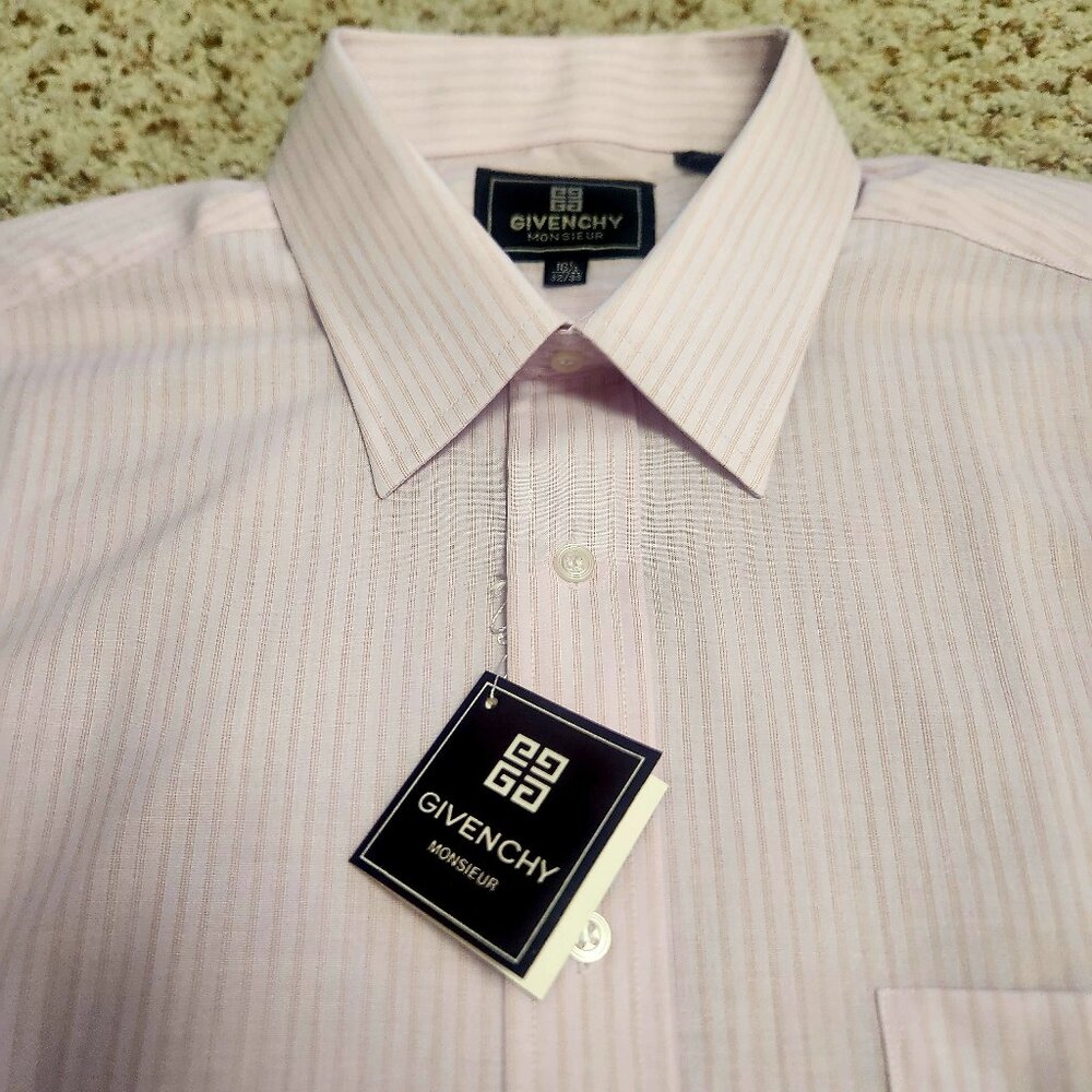 vintage Givenchy shirt 16.5 men's pink stripe 1980s NWT